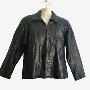 DIRECTSOURCE , INC. Leather  Jacket  Zip-Up Black Patchwork  Size XXL- Vintage*‎